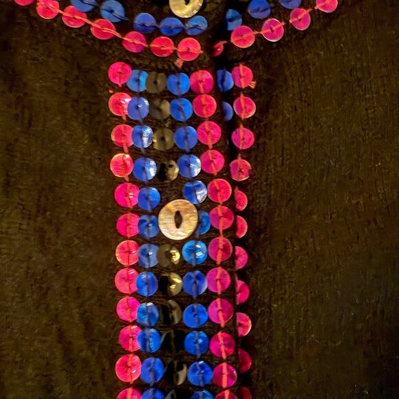 J. McLaughlin Black Sequin Trim Cardigan Sweater Small S Cashmere Cotton Blend - Picture 4 of 8